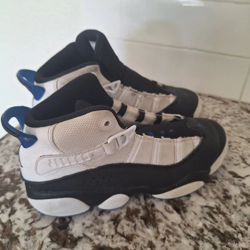 Nike Air Jordan 6 Rings Sneakers Black White ‎ 323432-142  Kid’s Size 3Y
